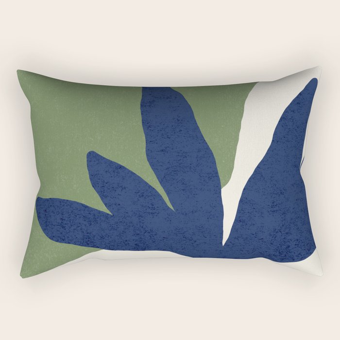 Leaves Minimalism - Navy Green Rectangular Pillow Gallery Image 2