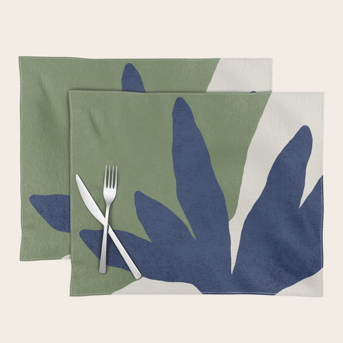 Leaves Minimalism - Navy Green Placemat Gallery Image 1