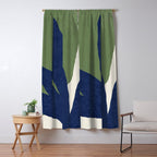 Leaves Minimalism - Navy Green Window Curtain Gallery Image 5
