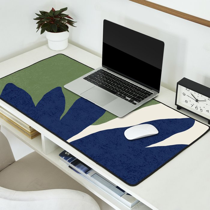Leaves Minimalism - Navy Green Desk Mat Gallery Image 2
