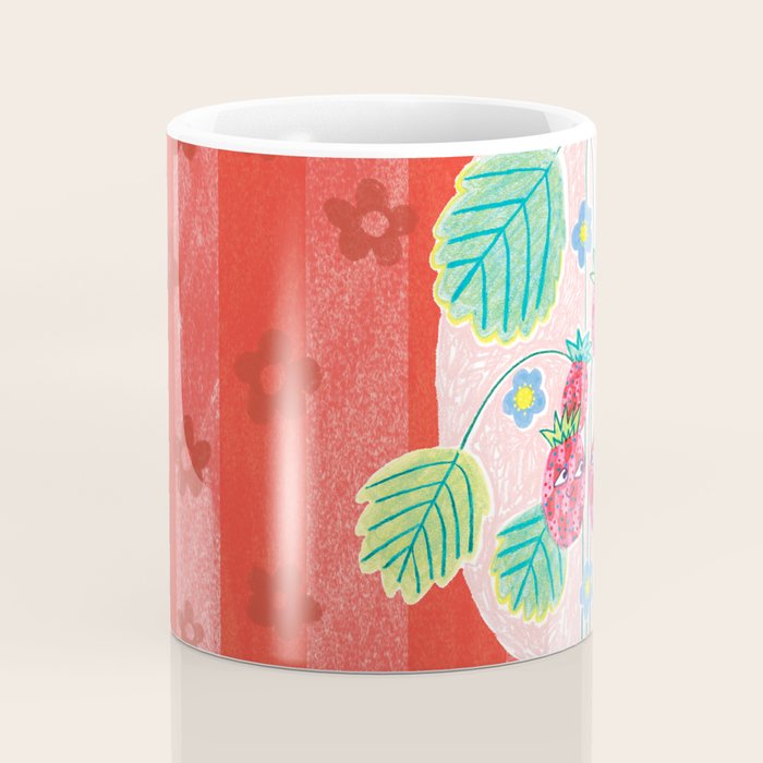 Sweet Strawberry Plant Friends in Red & Pink Coffee Mug Gallery Image 4