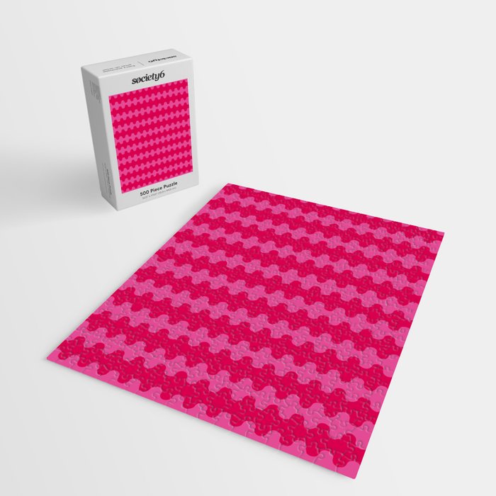 Ogee A-Go-Go Vivid Hot Pink Retro Pop Pattern Jigsaw Puzzle Gallery Image 2