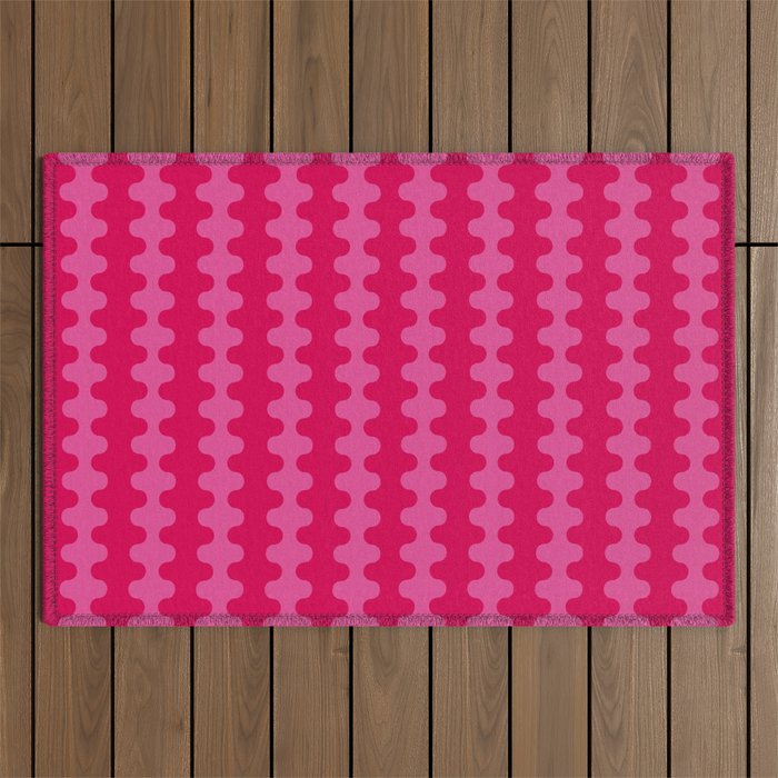 Ogee A-Go-Go Vivid Hot Pink Retro Pop Pattern Outdoor Rug Gallery Image 1