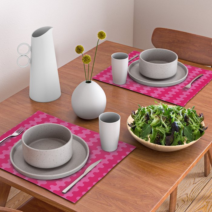 Ogee A-Go-Go Vivid Hot Pink Retro Pop Pattern Placemat Gallery Image 2