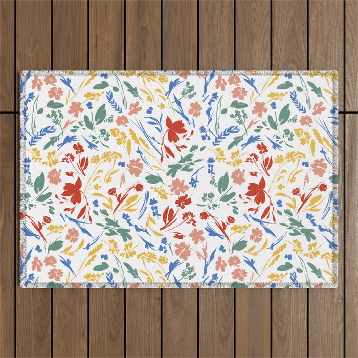 Wild colorful flowery meadow Outdoor Rug Gallery Image 1