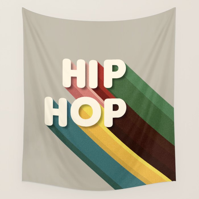 HIP HOP - retro typography Wall Tapestry Gallery Image 4