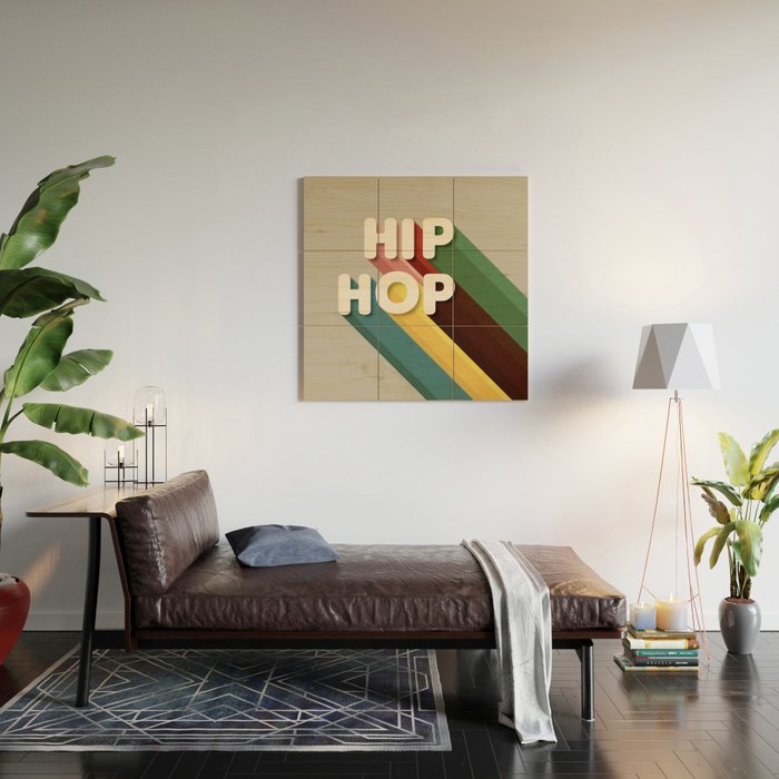 HIP HOP - retro typography Wood Wall Art Gallery Image 2