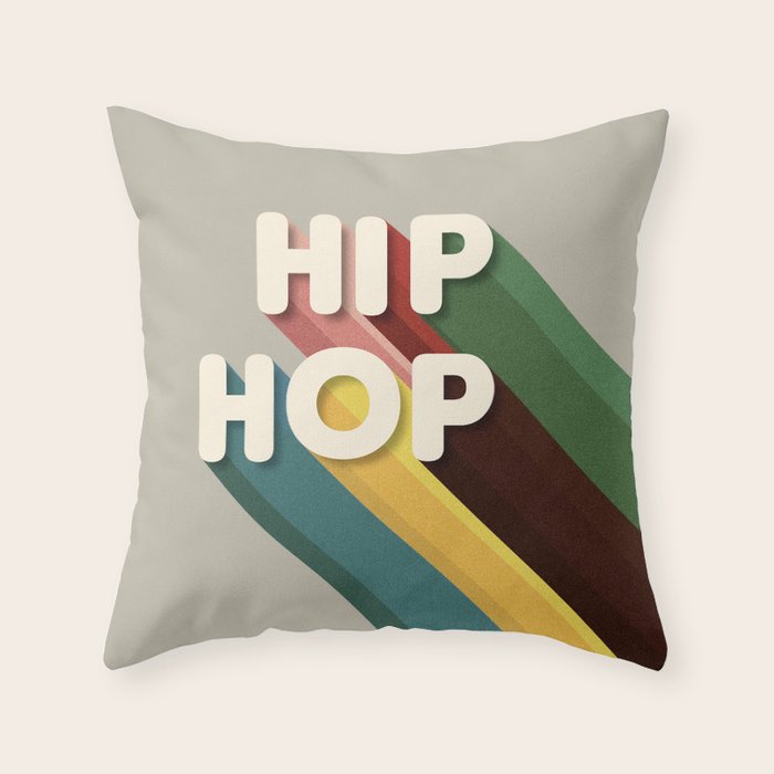 HIP HOP - retro typography Throw Pillow Gallery Image 1