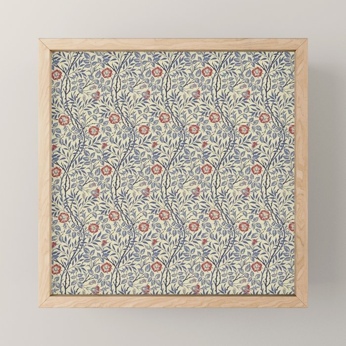 William Morris Sweet Briar Indigo Red Mini Art Print Gallery Image 1