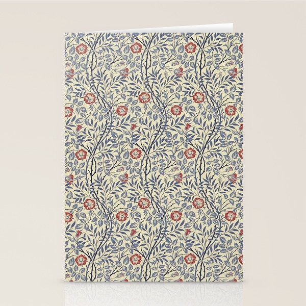 William Morris Sweet Briar Indigo Red Stationery Card Gallery Image 2