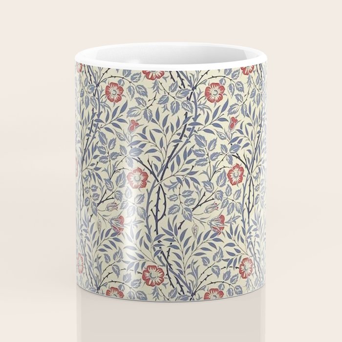 William Morris Sweet Briar Indigo Red Coffee Mug Gallery Image 4