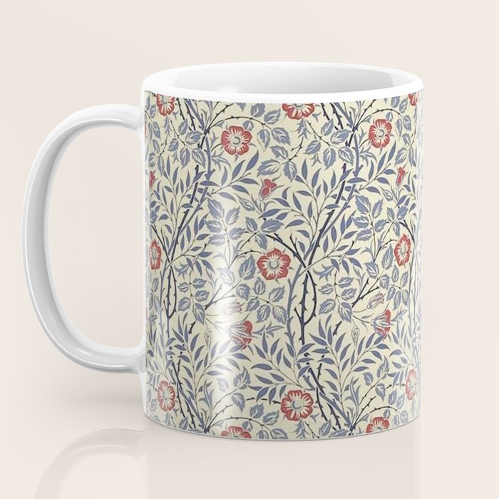 William Morris Sweet Briar Indigo Red Coffee Mug Gallery Image 3