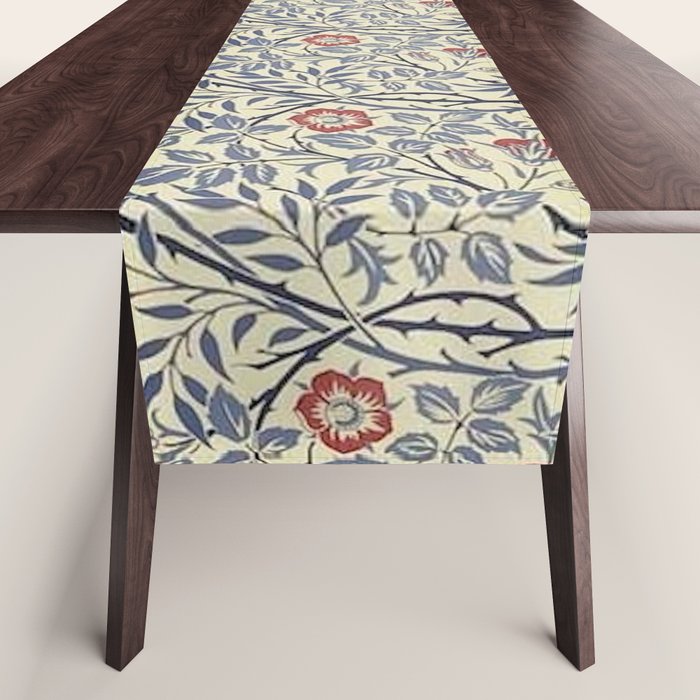 William Morris Sweet Briar Indigo Red Table Runner Gallery Image 1