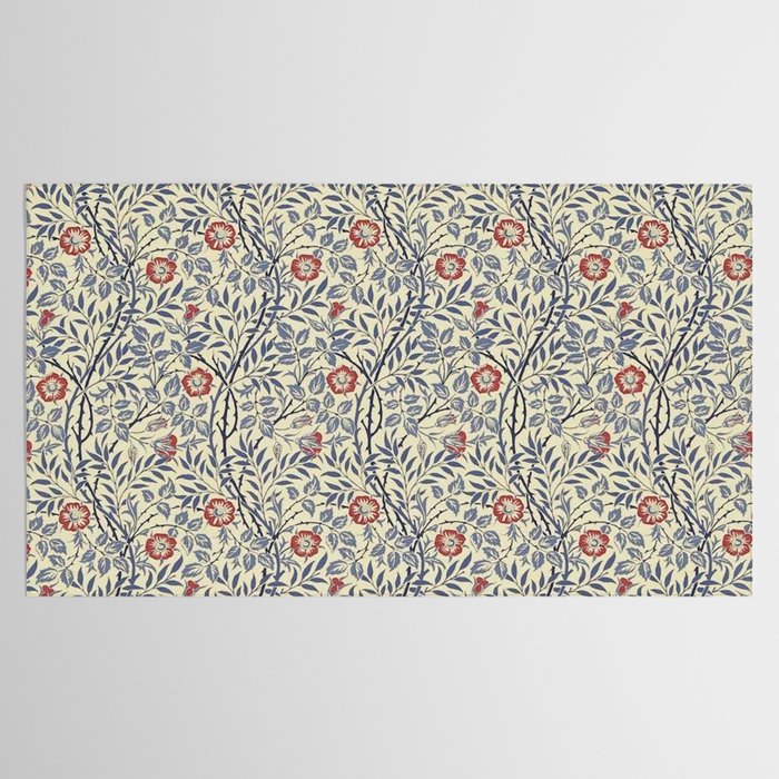 William Morris Sweet Briar Indigo Red Tablecloth Gallery Image 2