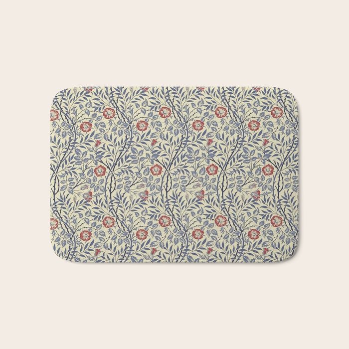 William Morris Sweet Briar Indigo Red Bath Mat Gallery Image 1