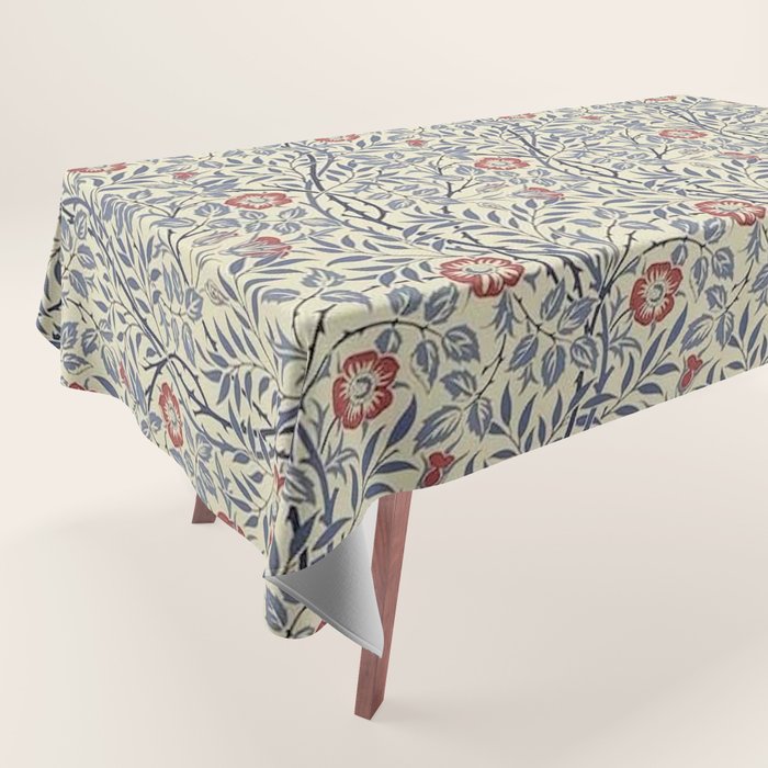 William Morris Sweet Briar Indigo Red Tablecloth Gallery Image 1
