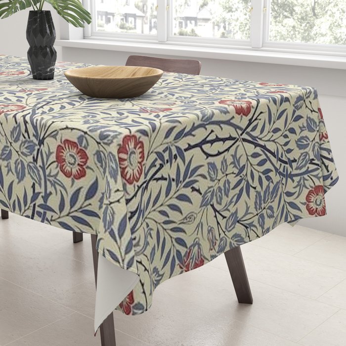 William Morris Sweet Briar Indigo Red Tablecloth Gallery Image 3