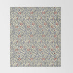William Morris Sweet Briar Indigo Red Throw Blanket Gallery Image 2