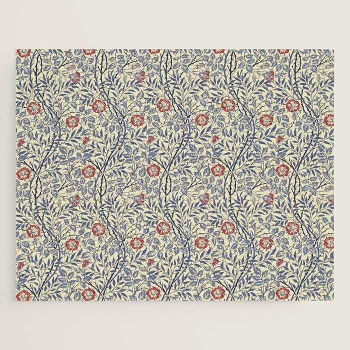 William Morris Sweet Briar Indigo Red Jigsaw Puzzle Gallery Image 1