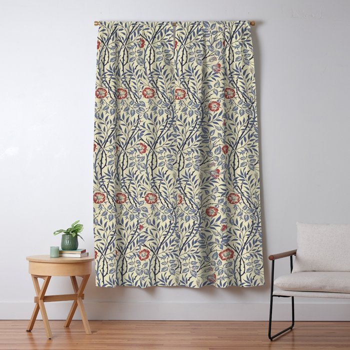 William Morris Sweet Briar Indigo Red Window Curtain Gallery Image 5