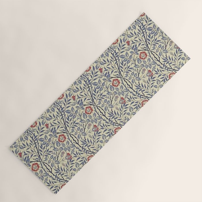 William Morris Sweet Briar Indigo Red Yoga Mat Gallery Image 1