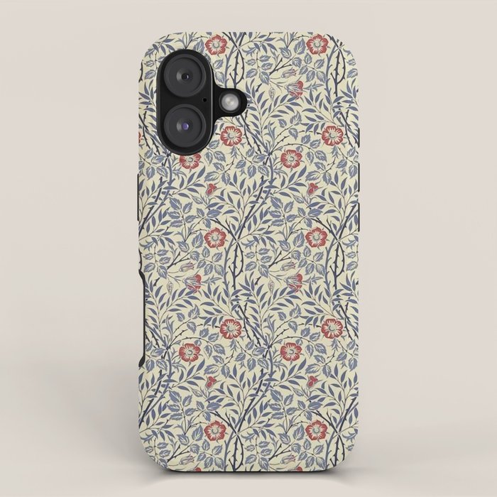 William Morris Sweet Briar Indigo Red iPhone Case Gallery Image 1