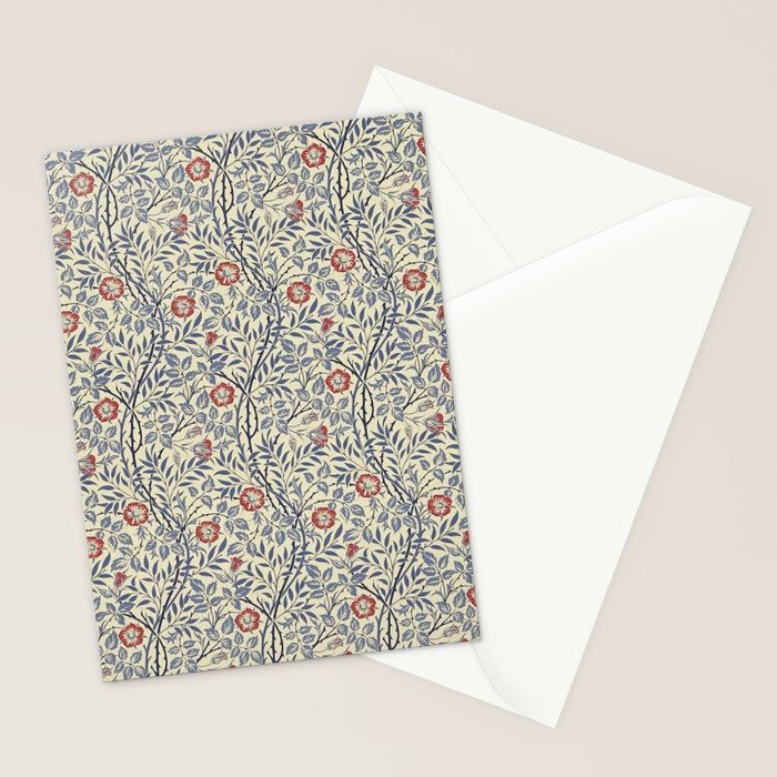 William Morris Sweet Briar Indigo Red Stationery Card Gallery Image 2