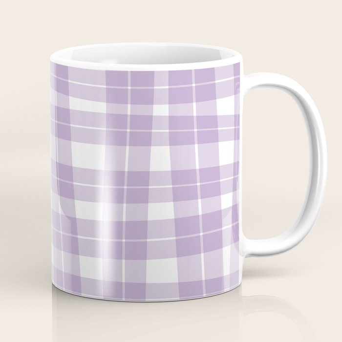 Wavy Plaid Lilac White Coffee Mug Gallery Image 1