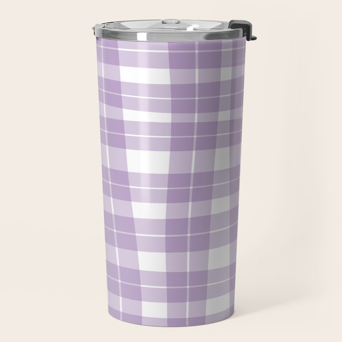 Wavy Plaid Lilac White Travel Mug Gallery Image 2