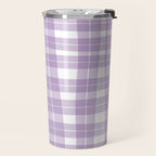 Wavy Plaid Lilac White Travel Mug Gallery Image 2