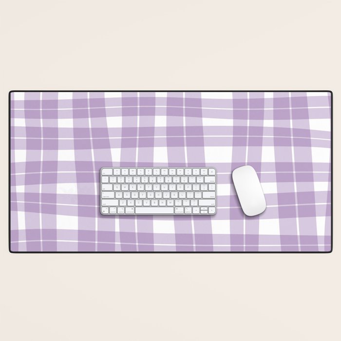 Wavy Plaid Lilac White Desk Mat Gallery Image 1