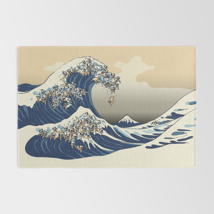 The Great Wave of Pugs Vanilla Sky Rug Gallery Image 2