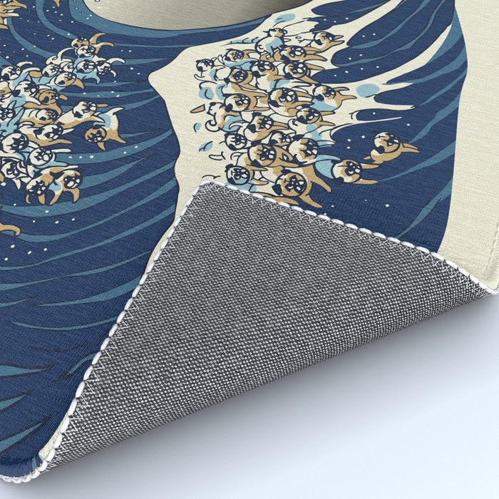 The Great Wave of Pugs Vanilla Sky Rug Gallery Image 4