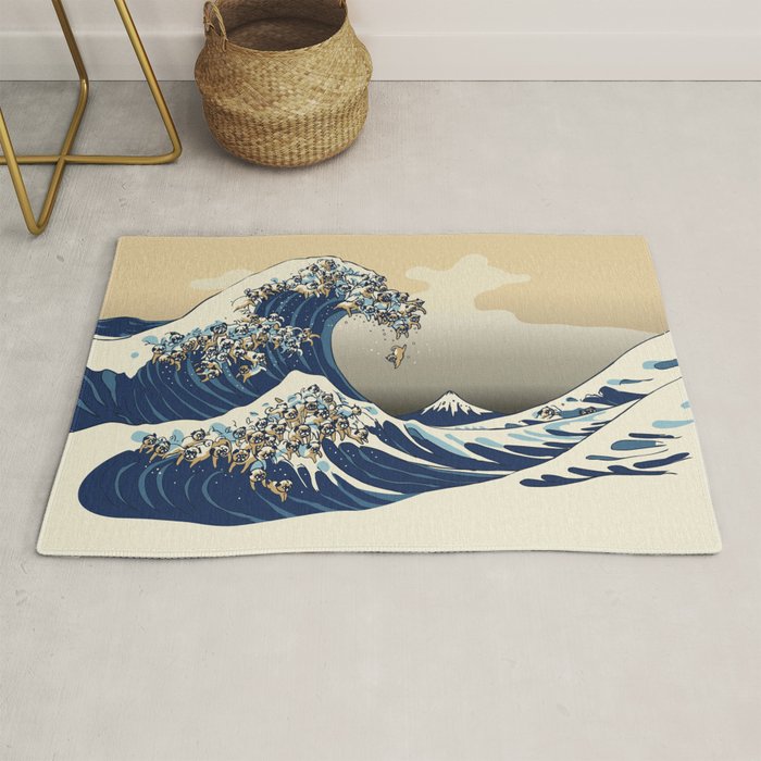 The Great Wave of Pugs Vanilla Sky Rug Gallery Image 1