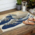 The Great Wave of Pugs Vanilla Sky Outdoor Rug Gallery Image 2