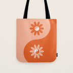 Yin Yang Flower in Orange & Peach Tote Bag Gallery Image 1