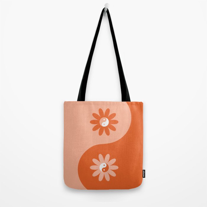 Yin Yang Flower in Orange & Peach Tote Bag Gallery Image 2