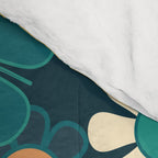 Pretty Groovy Retro Garden 60s 70s Aesthetic Floral Pattern Blue Orange Mustard Teal Comforter Gallery Image 4