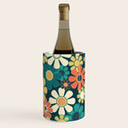 Pretty Groovy Retro Garden 60s 70s Aesthetic Floral Pattern Blue Orange Mustard Teal Wine Chiller Gallery Image 2