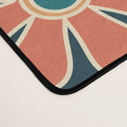 Pretty Groovy Retro Garden 60s 70s Aesthetic Floral Pattern Blue Orange Mustard Teal Desk Mat Gallery Image 4