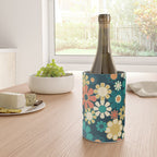 Pretty Groovy Retro Garden 60s 70s Aesthetic Floral Pattern Blue Orange Mustard Teal Wine Chiller Gallery Image 4