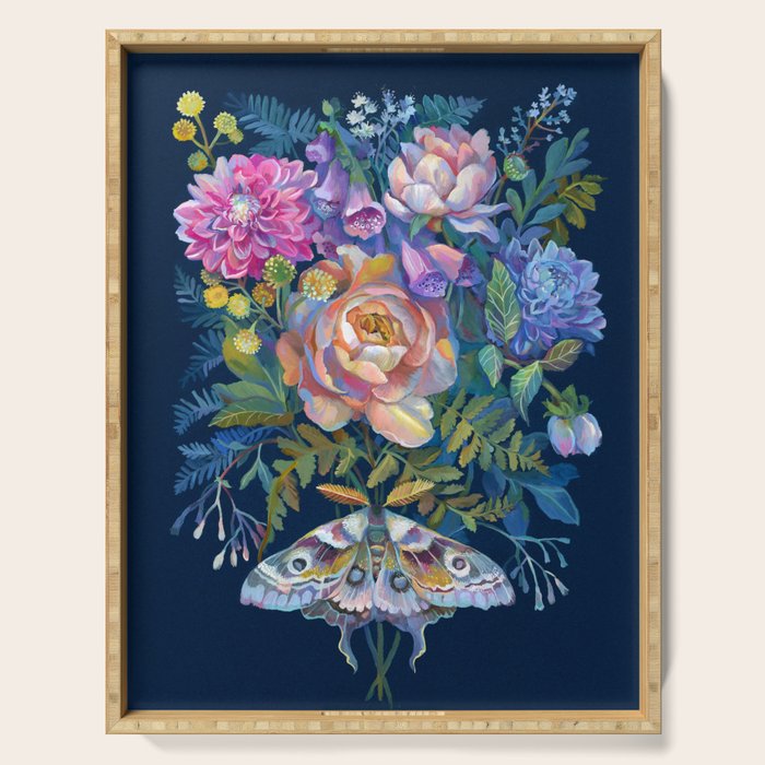 Moth Flower Bouquet Serving Tray Gallery Image 1