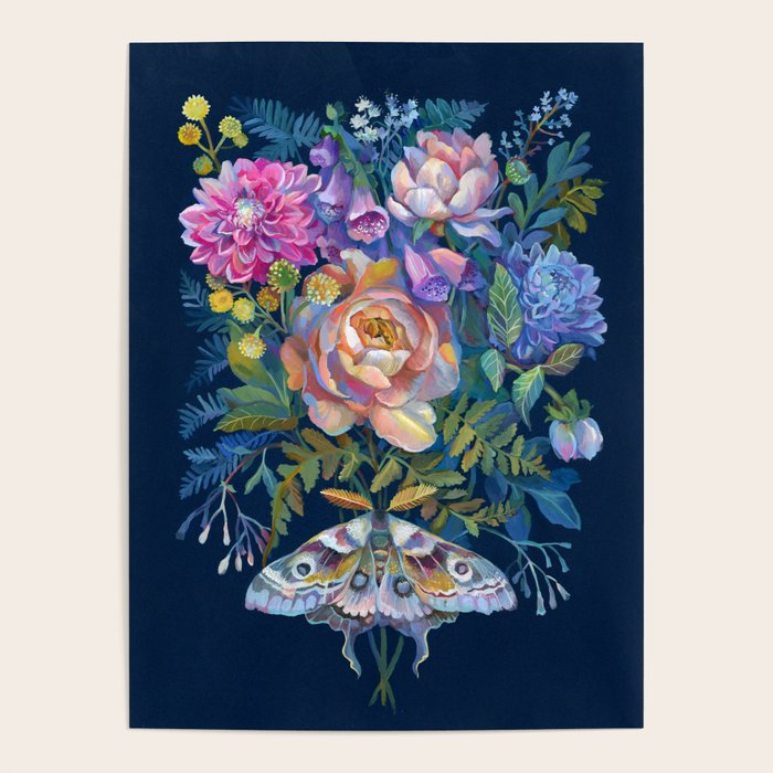 Moth Flower Bouquet Poster Gallery Image 1