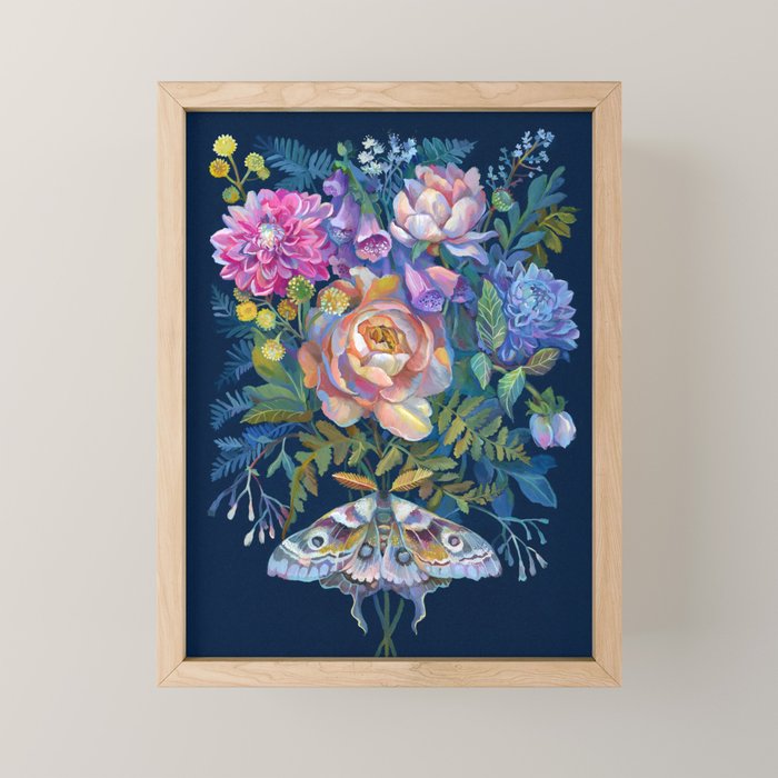 Moth Flower Bouquet Mini Art Print Gallery Image 1