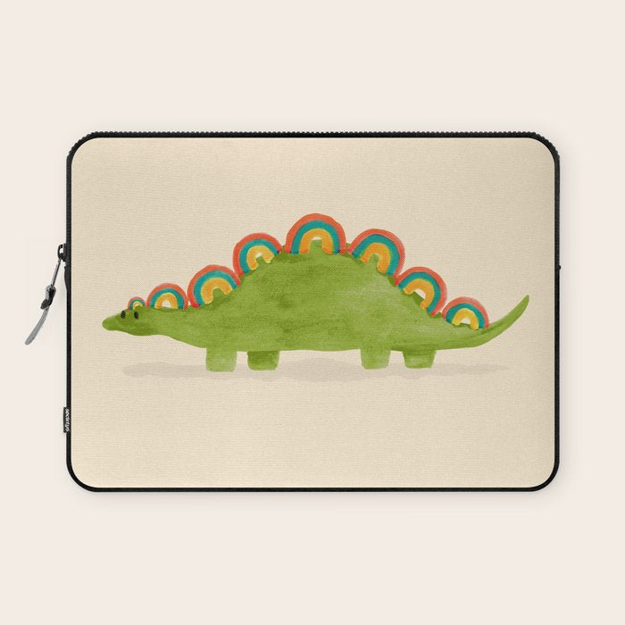 Rainbow colored dinosaur (stegosaurus) Laptop Sleeve Gallery Image 1