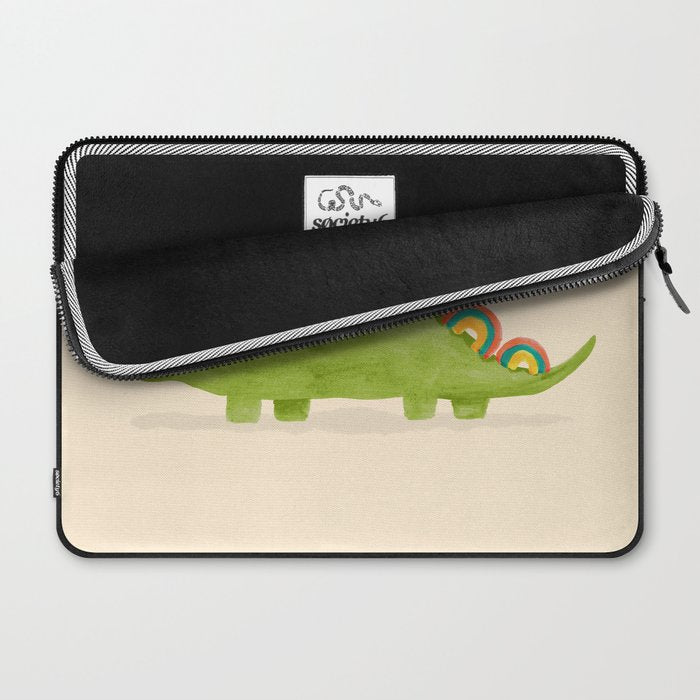 Rainbow colored dinosaur (stegosaurus) Laptop Sleeve Gallery Image 2