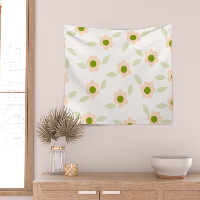 Pink daisy flower pattern Wall Tapestry Gallery Image 2