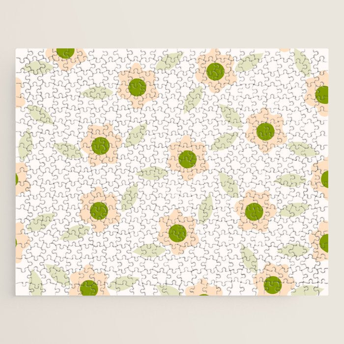 Pink daisy flower pattern Jigsaw Puzzle Gallery Image 1