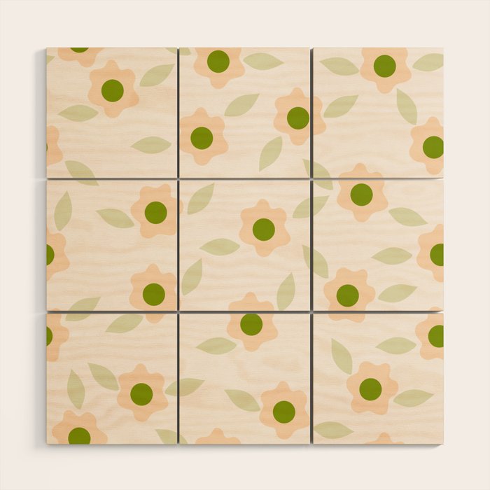 Pink daisy flower pattern Wood Wall Art Gallery Image 1