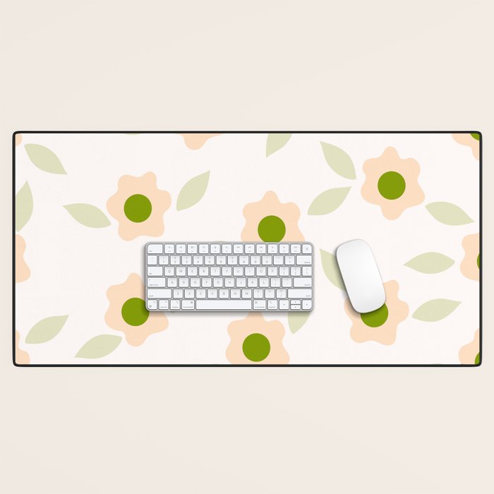 Pink daisy flower pattern Desk Mat Gallery Image 1